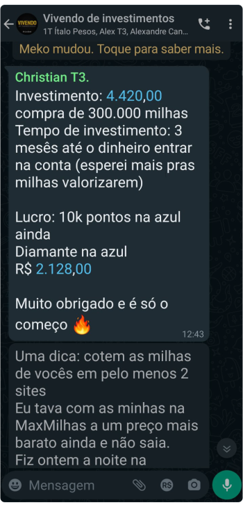 Lucro de mais de R$ 2.000,00