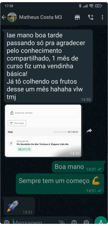 Primeira venda de milhas, mais de R$ 500,00 pro bolso do aluno!